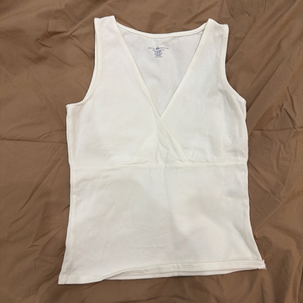 Brandy Melville White Sleeveless V-Neck Top